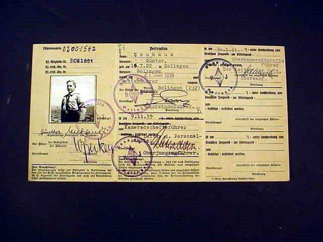 Hitler Youth ID Card