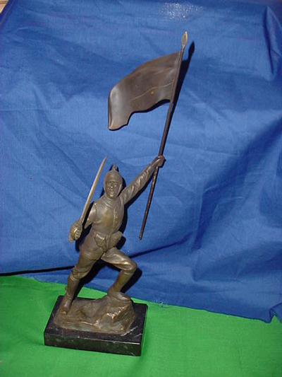 WWI Soldier with Flag Statue